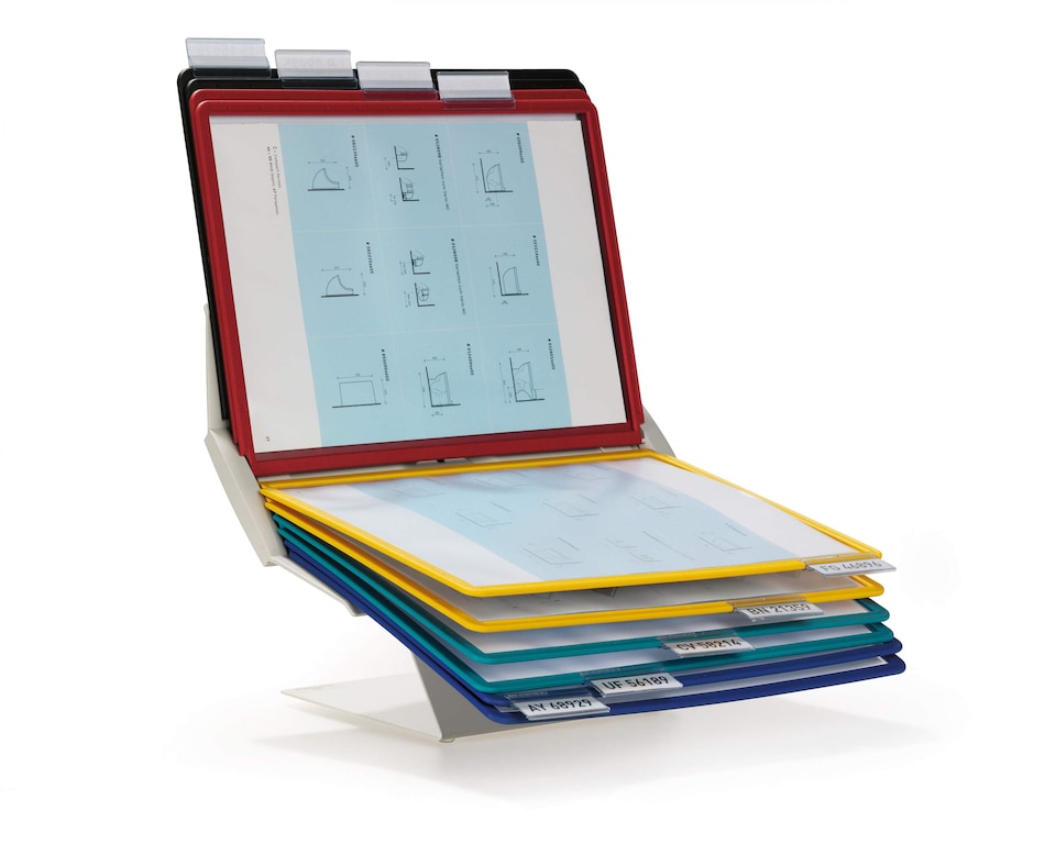 image 1 of Durable VARIO PRO 10 Display Panel Desk Stand | 10 Panels | A4 Colour Coded | Multi