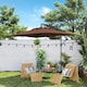image 8 of Outsunny 3 m Cantilever Parasol with Cross Base, Crank Handle, 6 Ribs, Brown