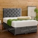 image 1 of Chesterfield Black Plush Ottoman Foot Lift Small Double 4FT Bed Set
