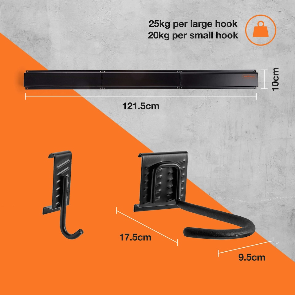 image 1 of VonHaus Set of 3 Helmet and Bike Wall Mounts for Garage