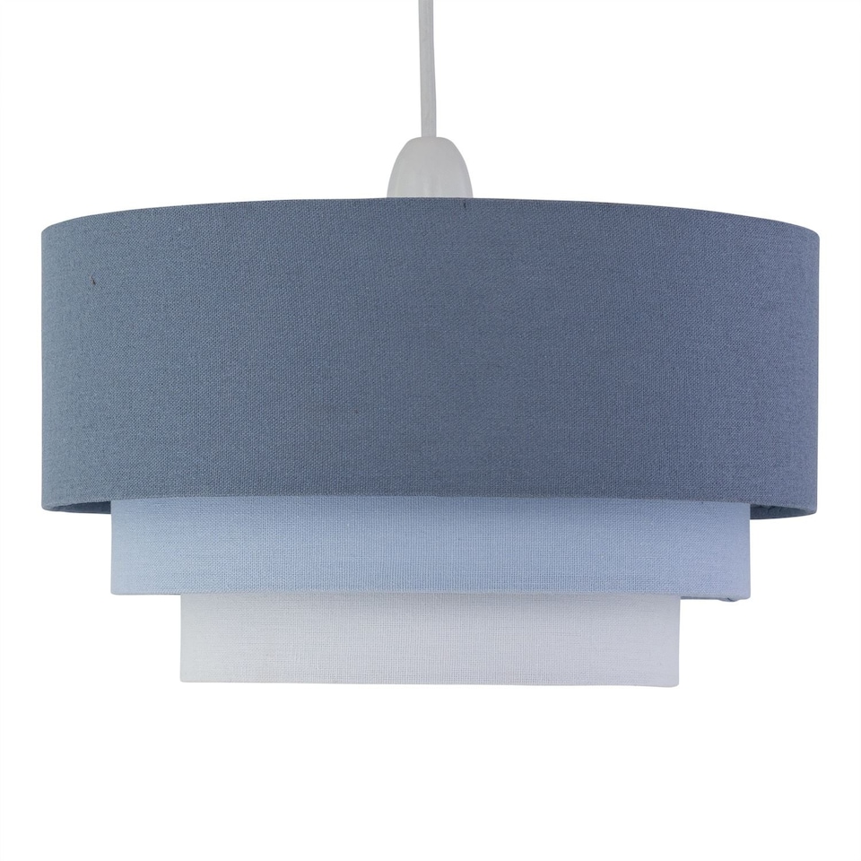 image 1 of Gabi - Blue Ombre Linen 3 Tier Ceiling Light Shade | Blue | Medium | 1