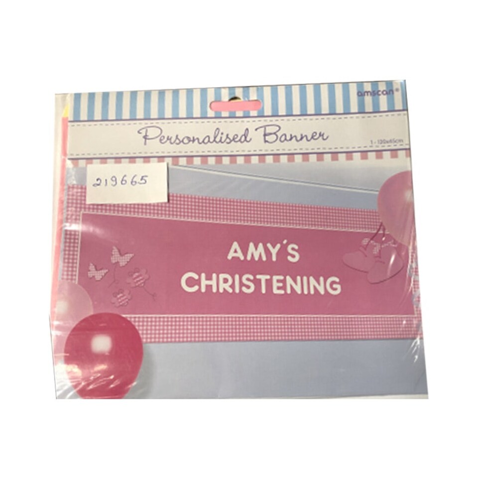 Amscan Customisable Christening Banner - Pink - One Size