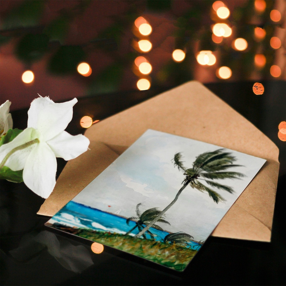 image 1 of Winslow Homer Art Card Palm Tree in Nassau Watercolour