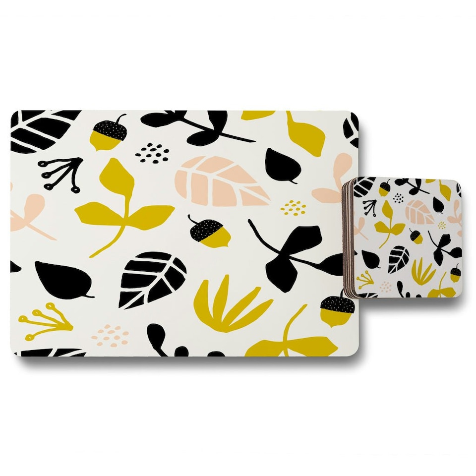 leaves, acorns and branches (Placemat & Coaster Set)