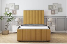 Sloomy Radcliffe Mustard Plush Bed Frame With 50" Upholstered Headboard 2'6 Small Single