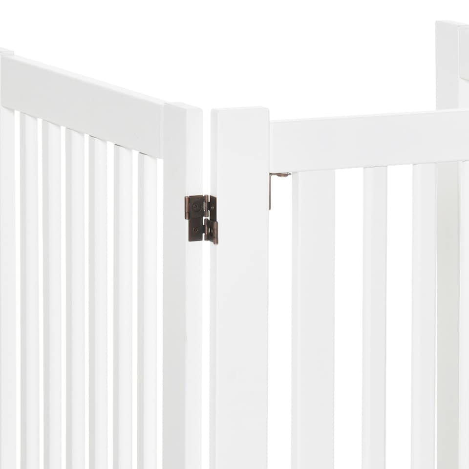 image 1 of PawHut 155cm Expandable 3-Panel Freestanding Dog Pet Gate w/ Latched Door White