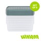 image 1 of Wham Clip 5x 13.2L Square Plastic Storage Boxes with Clip Lock Lids. Ideal for Home, Office, Toys & More - Clear/Green Milieu | Green | Green Milleu | 5