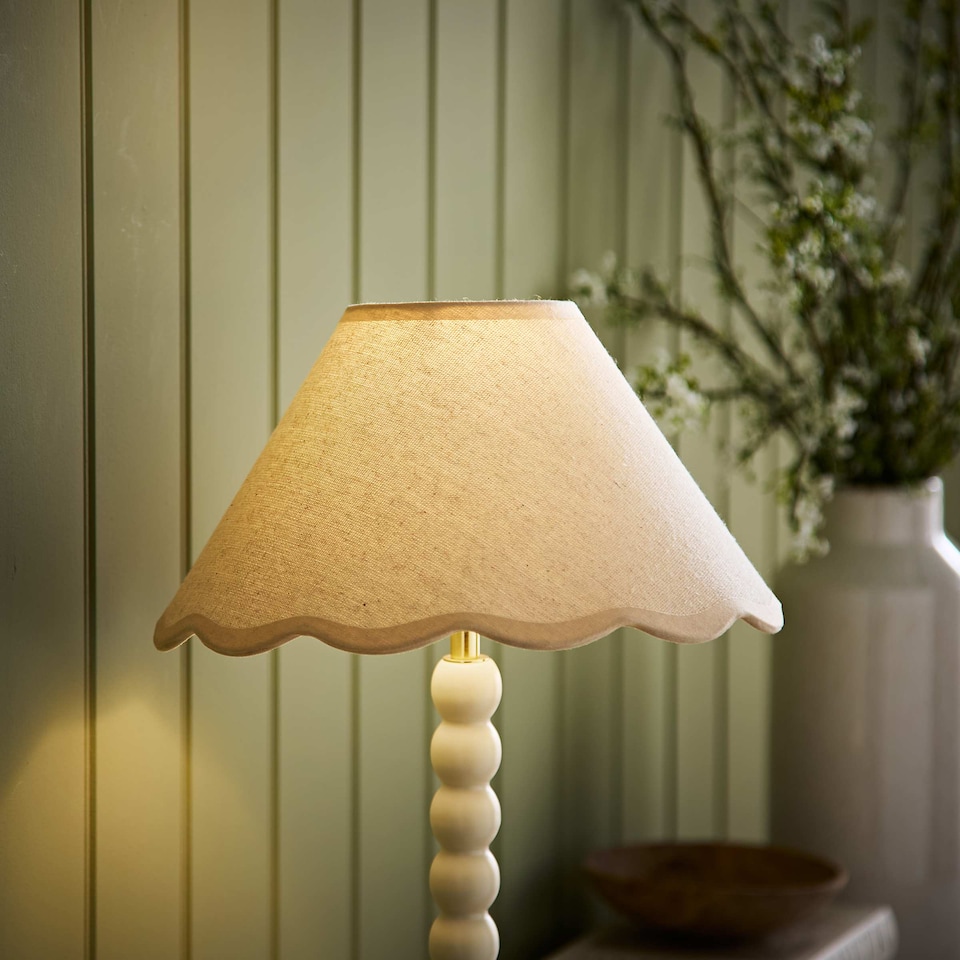 image 1 of ValueLights Florie Small Natural Scalloped Edge Easy Fit Shade | Cream