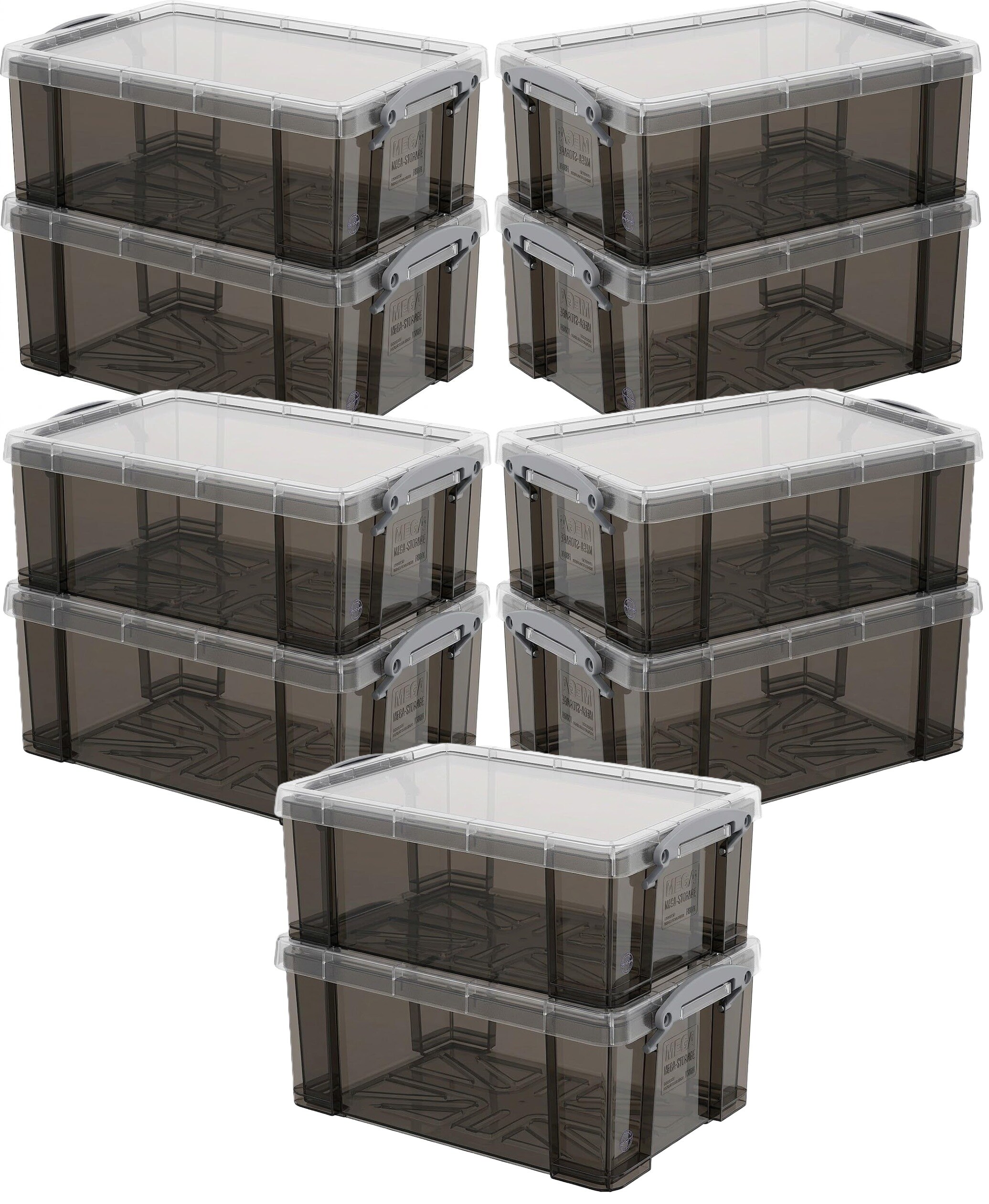 Really Useful Plastic Storage Box 9 Litre Transparent Smoke Pack of 10
