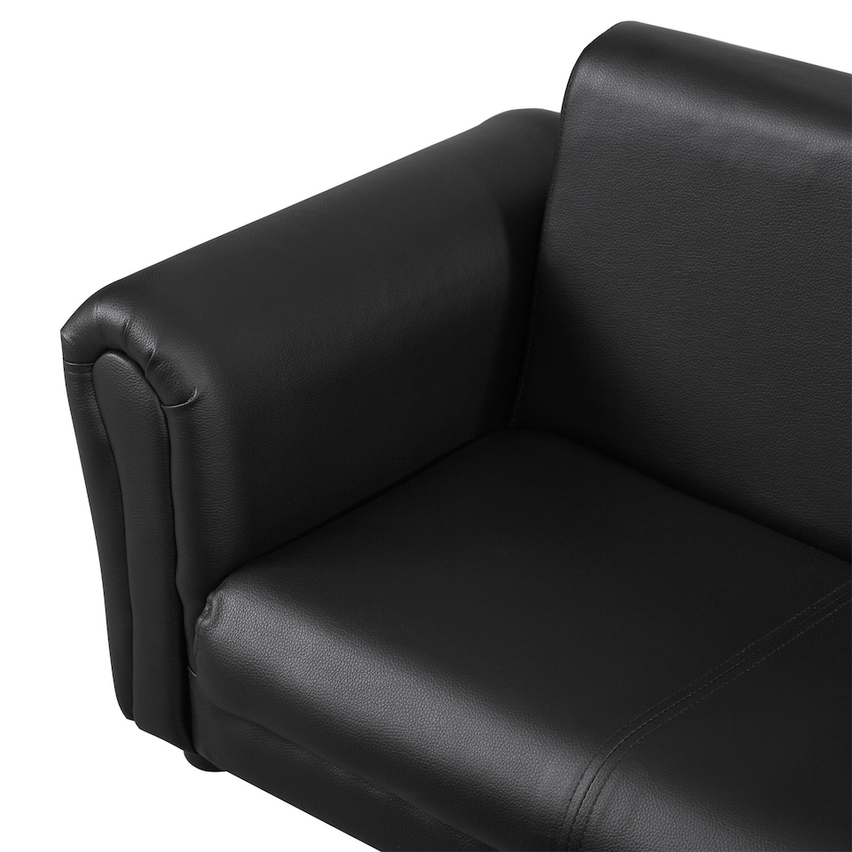image 1 of HOMCOM Kids Twin Sofa 2 Seater Toddler Chair Double Seat Armchair w Footstool | Black | One Size