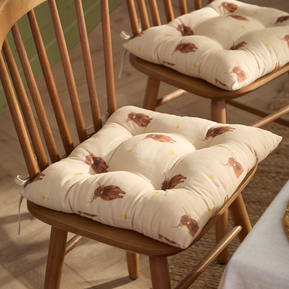 image 1 of Wylder Ramble Highland Cow 2 Pack Cotton Slub Seat Pads