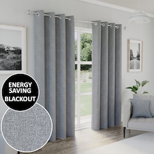 Enhanced Living Austin 100% Blackout, Thermal Grey Curtains with Eyelet Header (PAIR) - 46x72 inch (117x183cm)