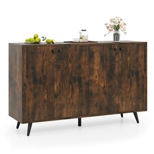 COSTWAY Buffet Sideboard Modern 4-Door Storage Cabinet Brown Brown