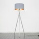 image 1 of ValueLights Camden Chrome Tripod Floor Lamp Grey & Copper Shade & Bulb | Copper