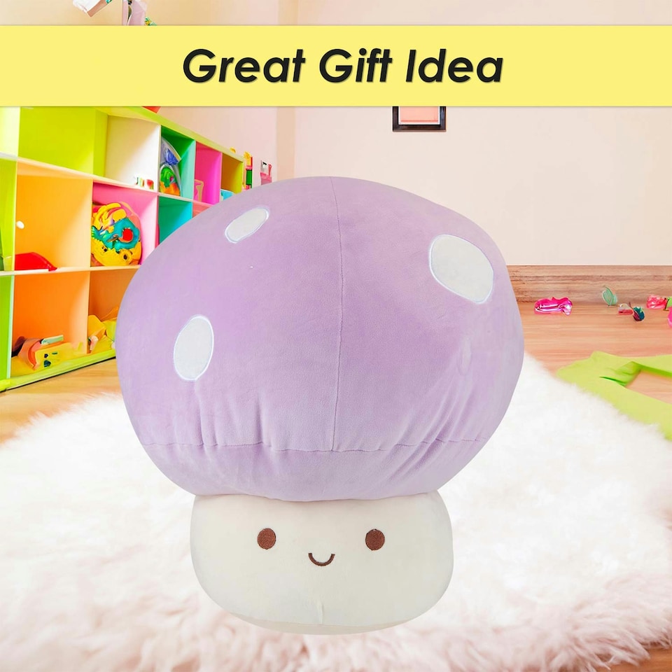image 1 of Lilac Mushroom Mochi Soft Toy Cute Plushie Huggable Cuddly Plush 45cm Lilac