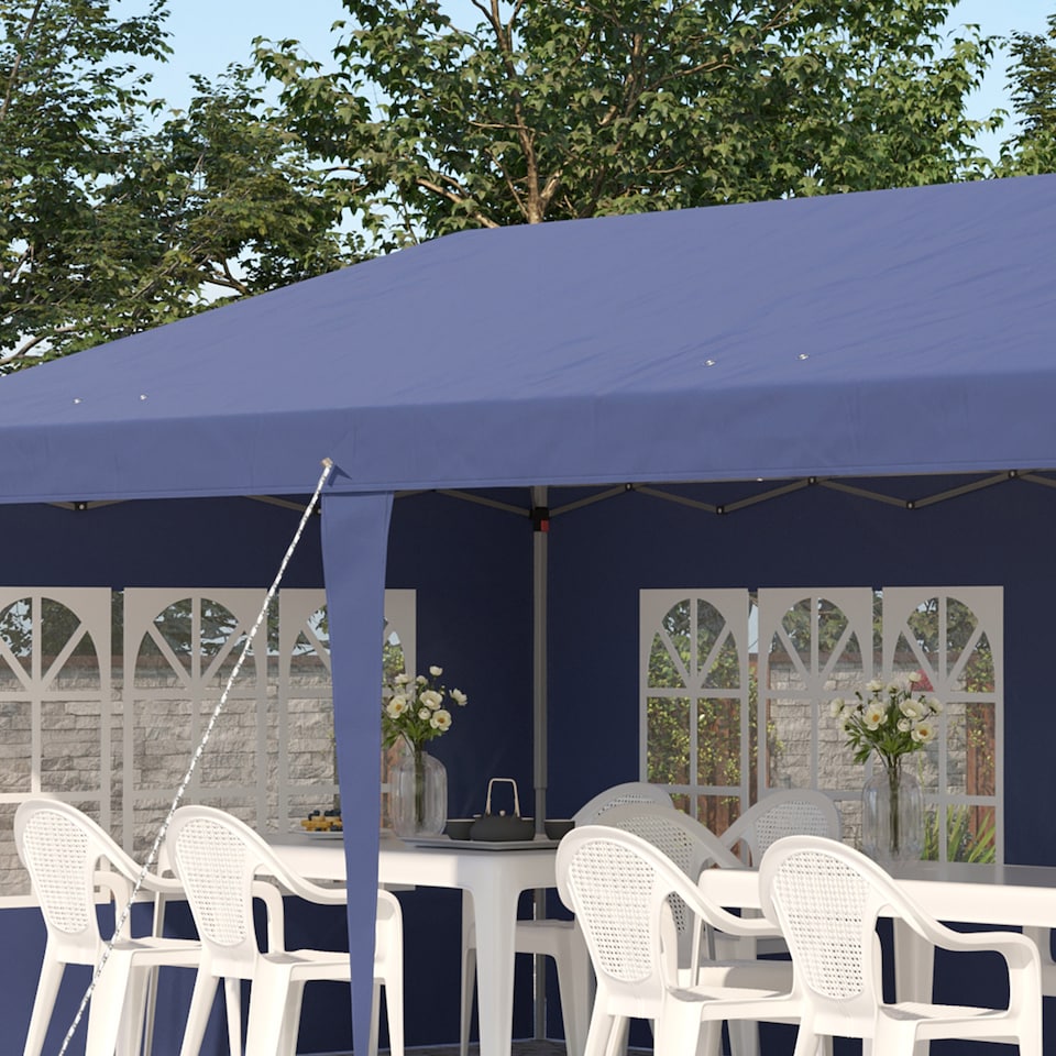 image 1 of Outsunny 3 x 6m Garden Pop Up Gazebo, Height Adjustable Marquee Party Tent with Sidewalls, Storage Bag, Blue