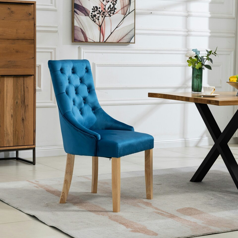image 1 of Ravenna Velvet Dining Chairs - Set of 2 - Blue