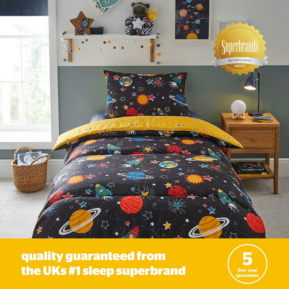 image 1 of Silentnight Healthy Growth Coverless Duvet with pillowcase, 9 Tog, Space Print, Single