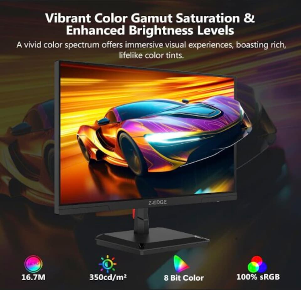 image 1 of Z-Edge 27 Inch QHD Gaming Monitor 260Hz 240Hz 2K 2560x1440 Fast IPS, Black | PC Monitor 1440P, 1ms MPRT, 350cd/m² Brightness, Crosshair, FreeSync, DisplayPort (260Hz), HDMI (144Hz), VESA Mountable