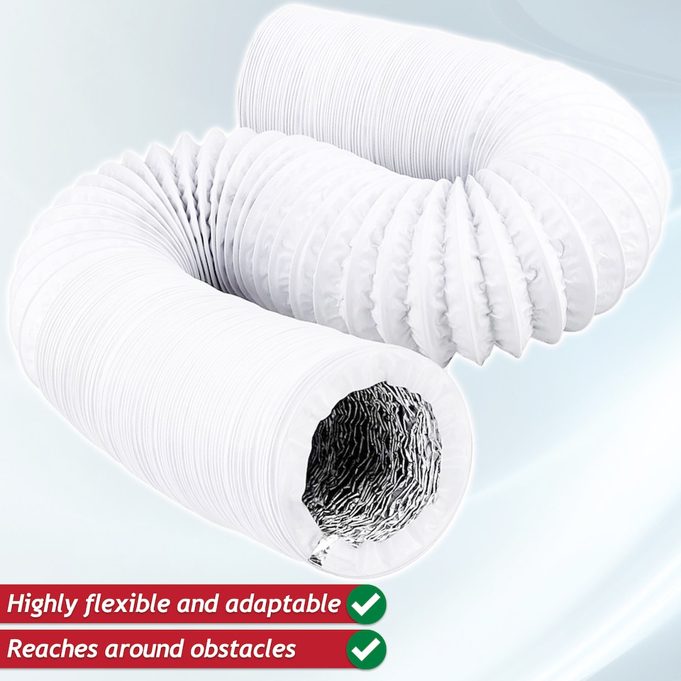 image 1 of SPARES2GO Vent Hose for Logik Air Conditioner Conditioning 3m 5" Extension Pipe | White