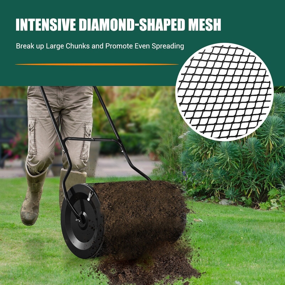 image 1 of 27 Inch Compost Spreader Peat Moss Spreader with Upgrade U-shaped Handle