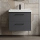 image 3 of Balterley Wall Hung Bathroom 2 Drawer Vanity Unit and 1 Tap Hole Ceramic Basin, with Handles | Grey | Soft Black