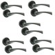image 1 of Golden Grace 5 Pairs Astrid Twist Design Door Handles on Round Rose in Matt Black Finish Black