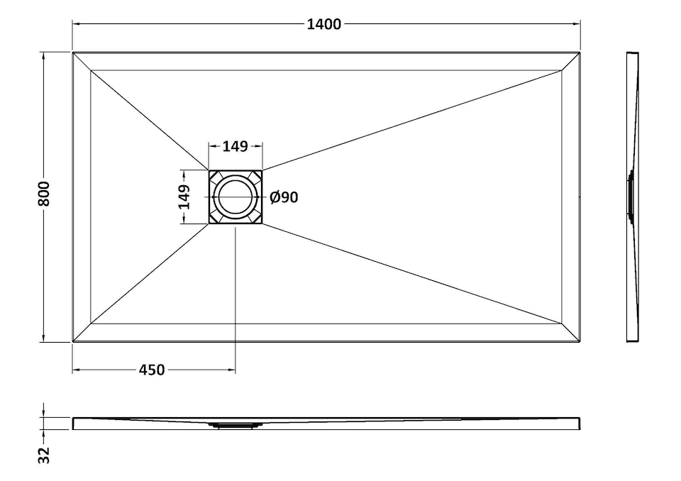 image 1 of Balterley Premium Slimline Rectangular Shower Tray | White | White Slate | 1