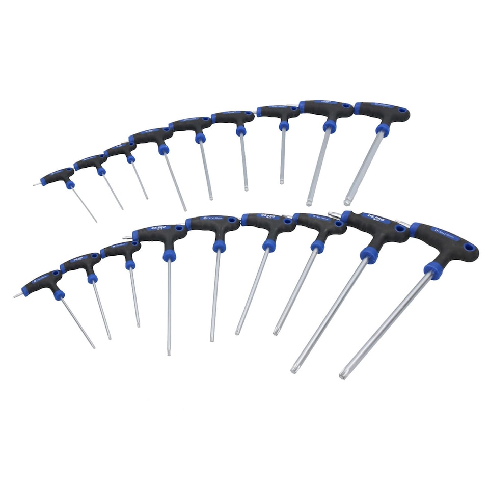 image 1 of Metric Allen Hex Key + Torx Star T Bar Sets 2 – 10mm T10 – T50 18pc