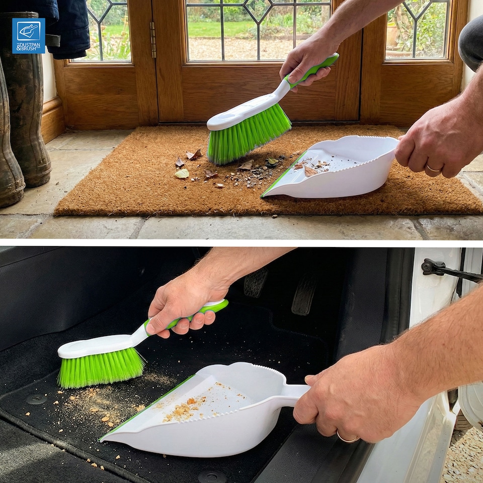 image 1 of Durable Bristles and Easy Sweep Dustpan and Brush Set