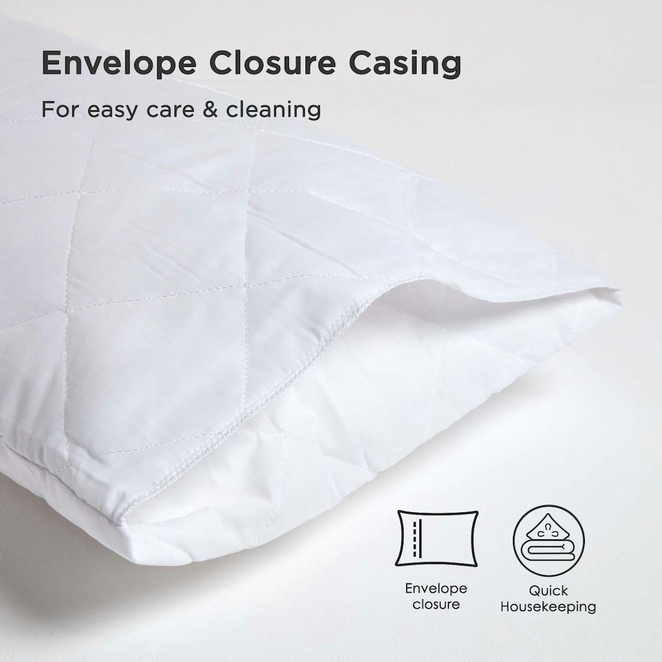 image 1 of Homescapes Standard Size Quilted Pillow Protector - Pack of 4 | White | Standard