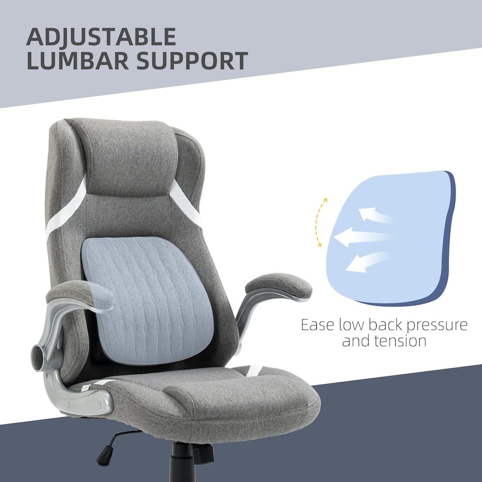 image 1 of Vinsetto Fabric Office Desk Chair with Adjustable Height Tilt Function Grey