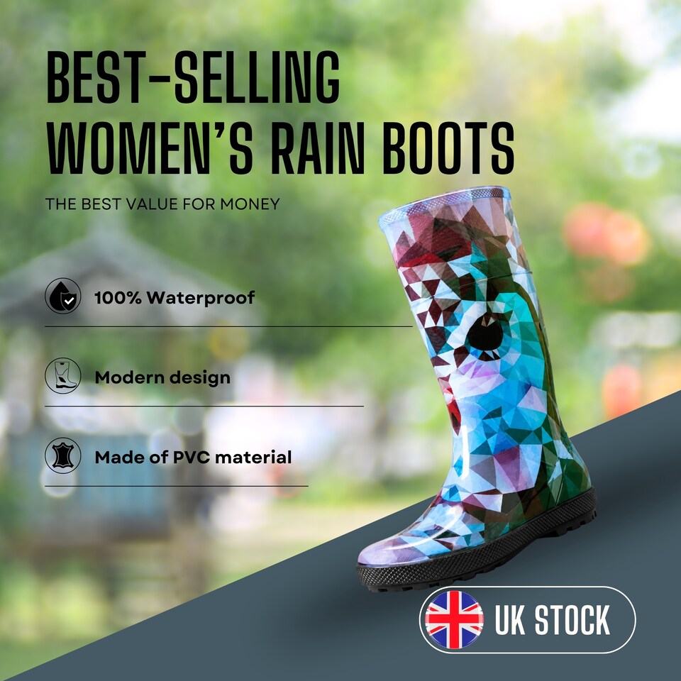 image 1 of Hawai Lady Women's Tropical Print PVC Rain Wellies EU40