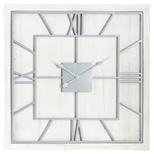 Hill Interiors Williston Square Wall Clock - White/Silver - 90cm x 5cm x 90cm