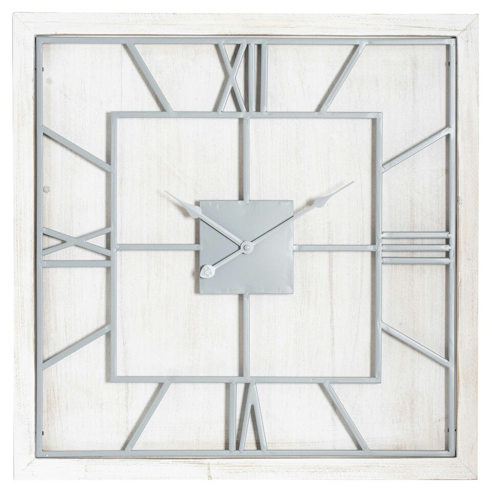 Hill Interiors Williston Square Wall Clock - White/Silver - 90cm x 5cm x 90cm