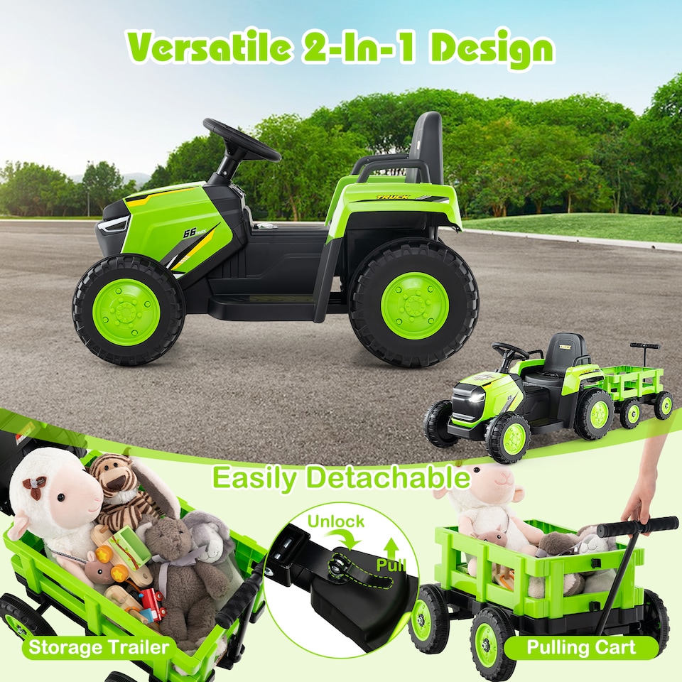 image 1 of COSTWAY Kids Ride on Tractor 12V Electric Vehicle Green