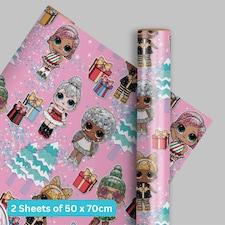 LOL Surprise Christmas 2 Sheets & 2 Tags Gift Wrap