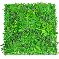Primrose Artificial Mixed Plants Green Garden Wall Hedge Panel 1m x 1m Set of 8