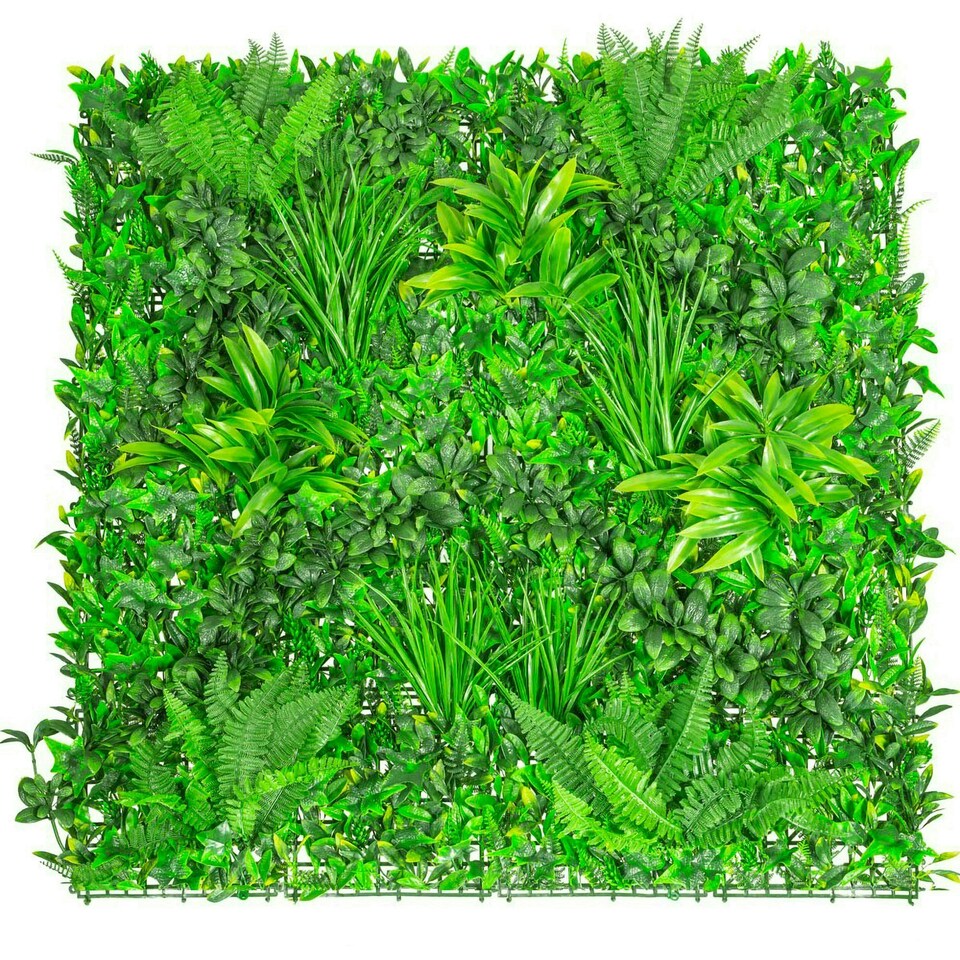 image 1 of Primrose Artificial Mixed Plants Green Garden Wall Hedge Panel 1m x 1m Set of 8