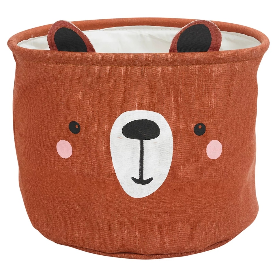 image 1 of 2 Pc Kids Animal Character Storage Baskets Toys Space Saving Organiser Hampers | Brown | Brown Bear