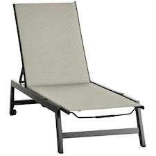 Outsunny Outdoor PE Rattan Sun Loungers w/ 5-Position Backrest & Wheels, Grey