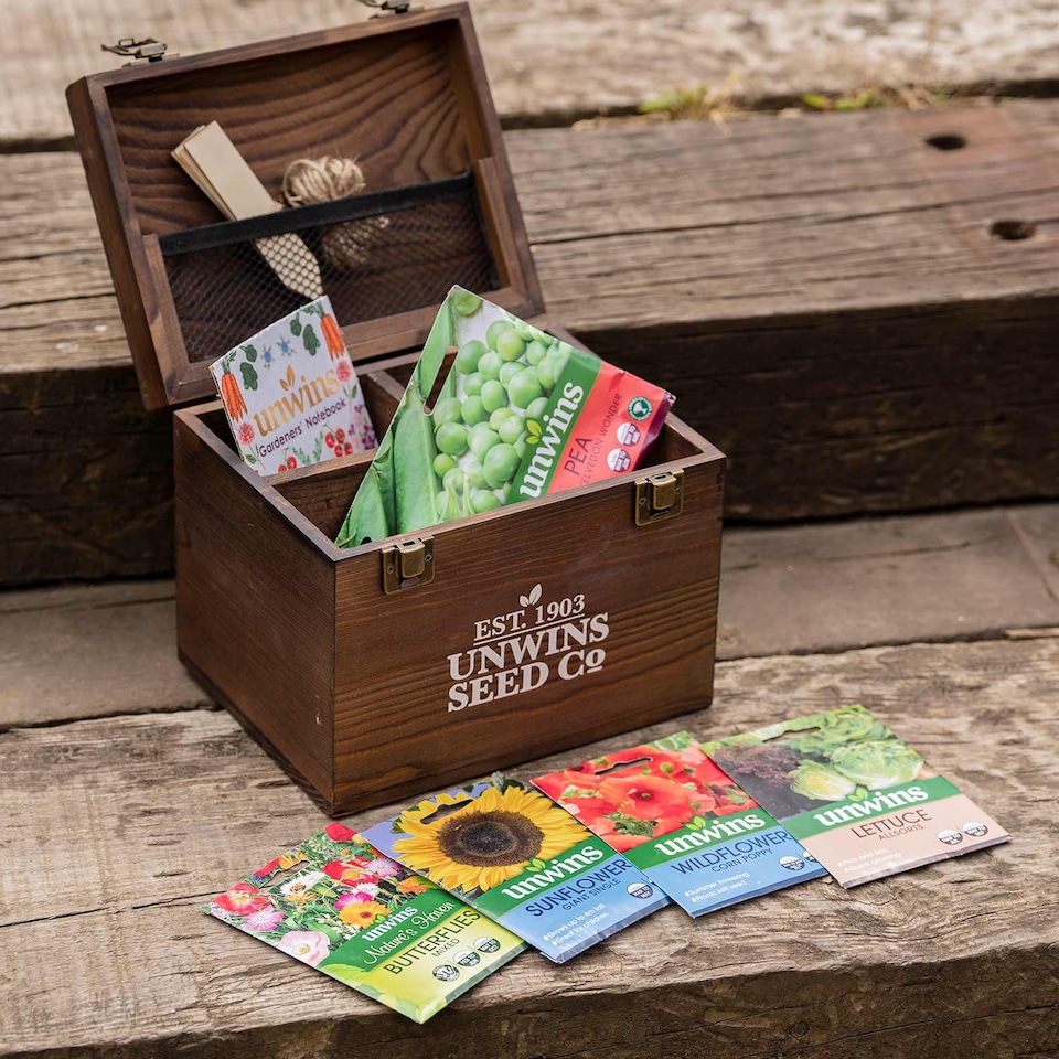 image 1 of Marshalls Garden Gardeners' Seed Box | Brown | Mixed | Flower Seeds