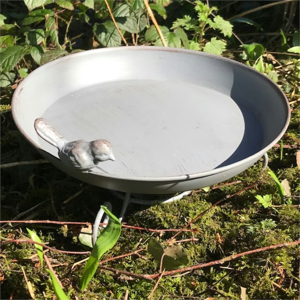 image 1 of Metal Bird Bath or Feeder for garden birds or wildlife, 22cm diameter
