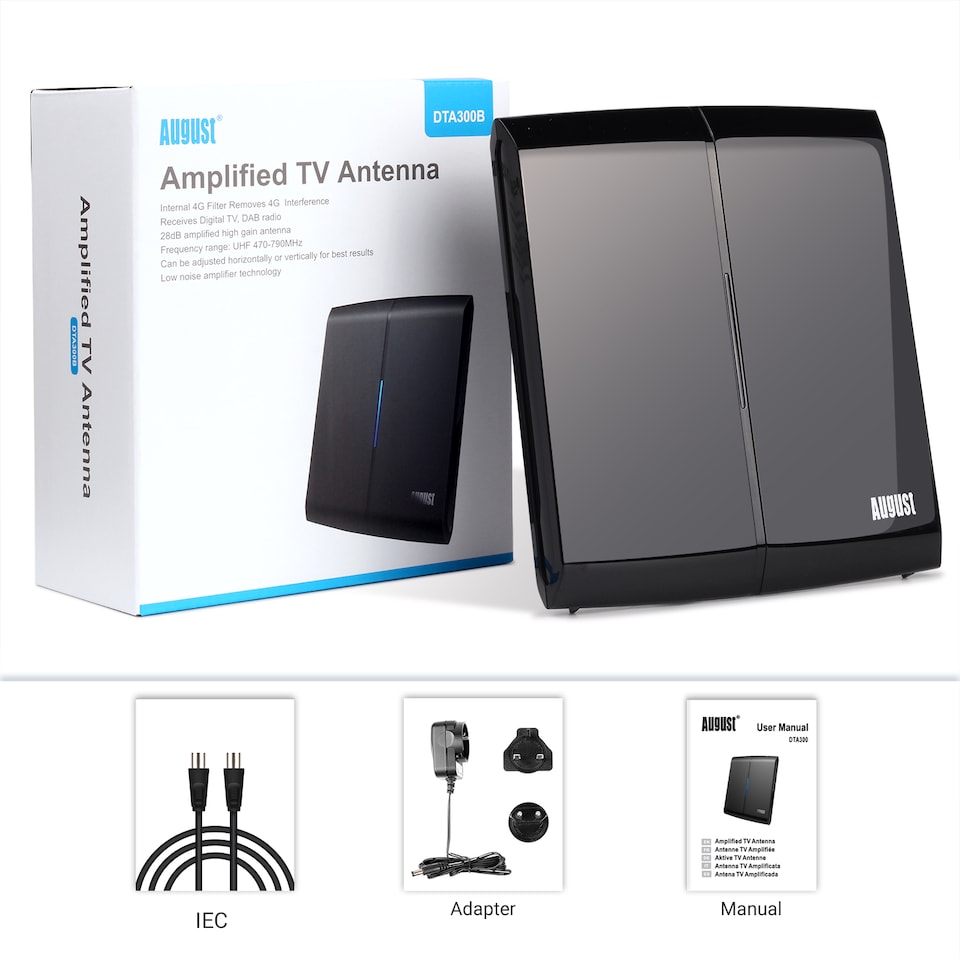 image 1 of High Gain Amplified Powered Digital TV Aerial Antenna for Freeview & Freeview HD TV - August DTA300B