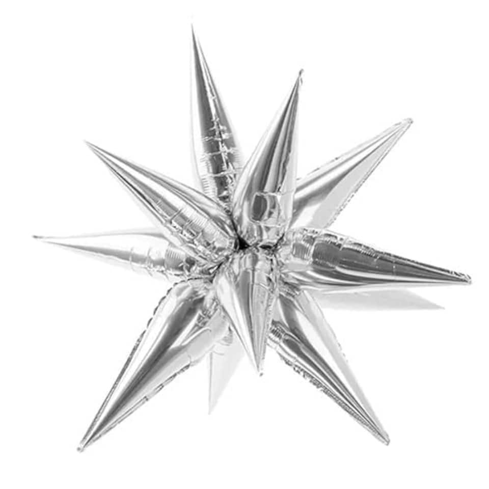 image 1 of Silver 3D Star Air Fill Giant Foil Balloon 95cm / 37 in