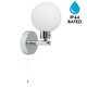 image 2 of Dais - Chrome Opal Glass IP44 Pull Cord Bathroom Wall Light | Chrome | 1