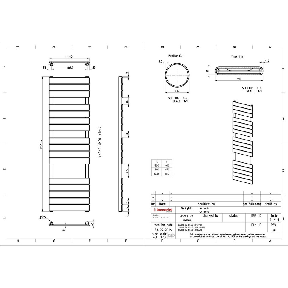 image 1 of Egadi - Chrome Electric Towel Rail H1512mm x W500mm 400w Standard