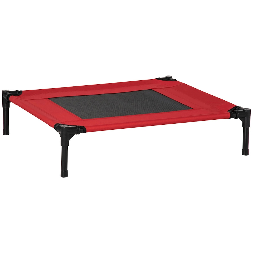 image 1 of Pawhut Pet Raised Bed Elevated Cool Cot Home Camping Basket Breathable M Red