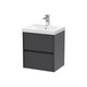 image 1 of Balterley Chartley Contemporary 2 Drawer Wall Hung Vanity Unit with Thin Edge Basin, Graphite Grey Woodgrain, 500mm