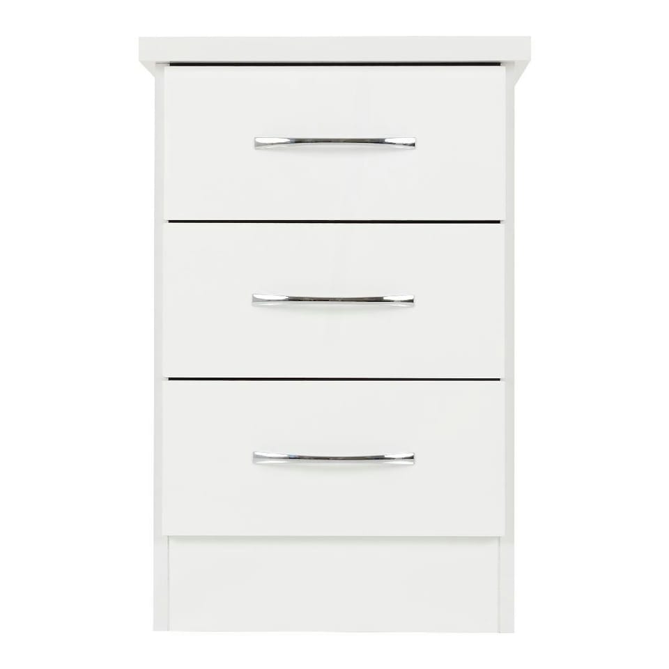 image 1 of Nevada 3 Drawer Bedside Cabinet White